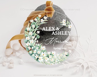 Acrylic Married Ornament Gift Newlywed Gift Mr & Mrs Christmas Ornament Personalized Mr Mrs Wedding Ornament Wedding Gift Keepsake No.73