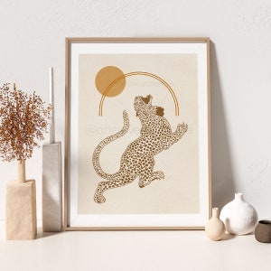 Sun Cheetah Minimalist Leopard Art Line Art Poster Print Line Art Modern Art Minimal Poster Safari Graphic Art Print Modern Cat Wall Art B17