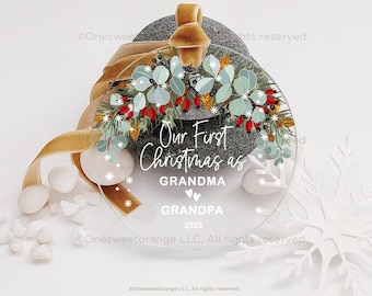 Our First Christmas As Grandparents Ornament Grandparent Gift Grandparents Christmas Ornament Personalized Grandma Grandpa Keepsake No.372