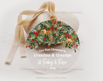 Our First Christmas As Grandparents Ornament Grandparent Gift Grandparents Christmas Ornament Personalized Grandma Grandpa Keepsake No.557