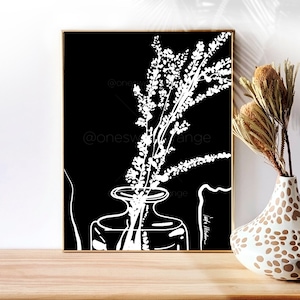 Florero floral minimalista arte línea arte cartel línea dibujo impresión línea arte moderno arte mínimo cartel florero floral arte impresión moderno pared arte B266