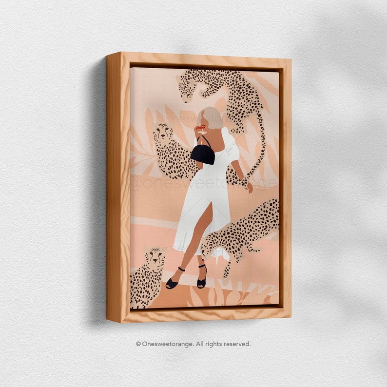 Cheetah Girl Minimalist Leopard Art Line Art Poster Print Line Art Modern Art Minimal Poster Nordic Graphic Art Print Modern Wall Art B59 image 2