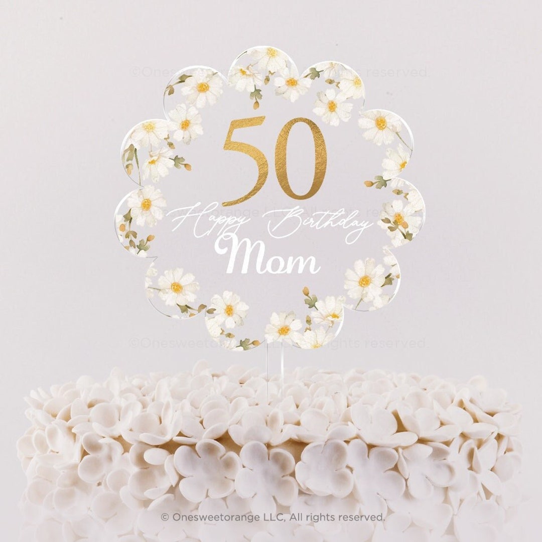 Cake Topper Acrylic Birthday Cake Decoration for Her Personalized Daisy