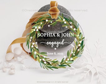 Acrylic Engaged Ornament Engagement Ornament Gift Engagement Party Gift Personalized Engagement Gift Custom Engagement Gift w Names No.342