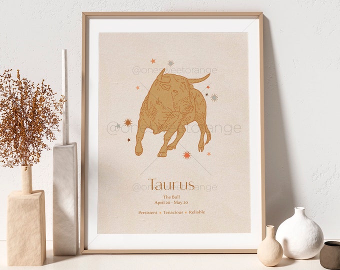 Taurus Personalized Zodiac Sign Print Taurus Print Birth Month Taurus Print Astrology Print Zodiac Art Horoscope Celestial Art B494
