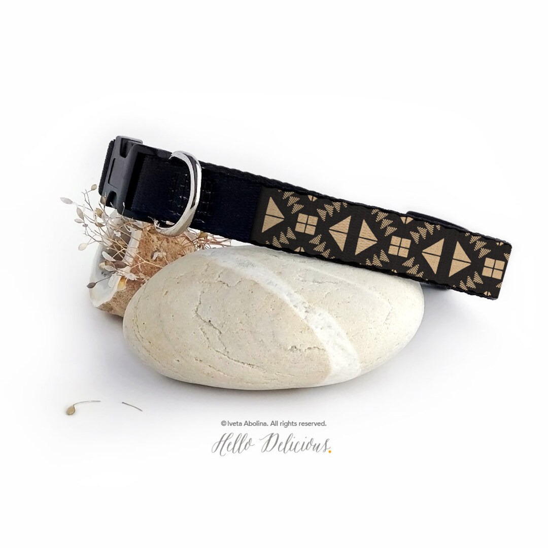 Geometric Tile Dog Collar Pet Leash Personalized Small Dog Collar Neutral Tile Large Dog Leash