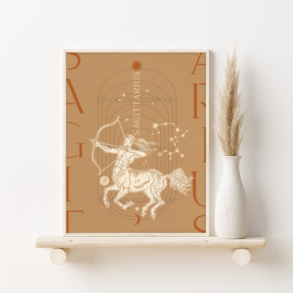 Zodiac Series Art Sagittarius Art Wall Art Sagittarius Print Horoscope Wall Art Sagittarius Print Zodiac Print Celestial Art Boho Wall Art