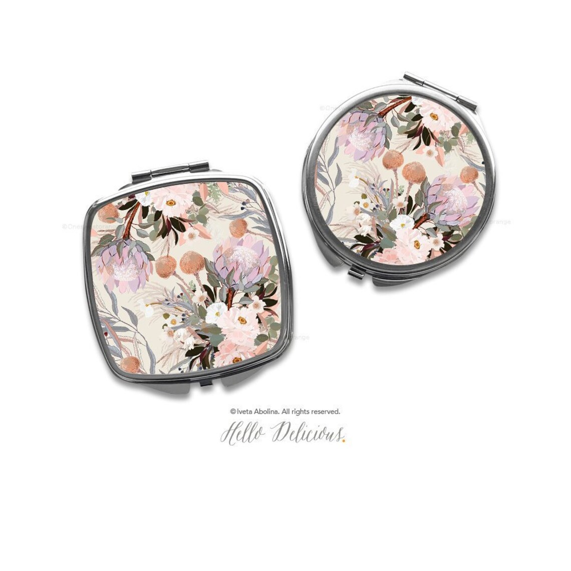 Protea Floral Wedding Compact Mirror Purse Mirror Personalized Etsy