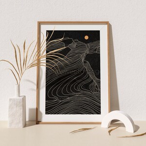 Mountain Sun Line Art Line Art Poster Line Drawing Print Line Art Modern Art Minimalist Poster Mountain Line Art Print Modern Wall Art B504