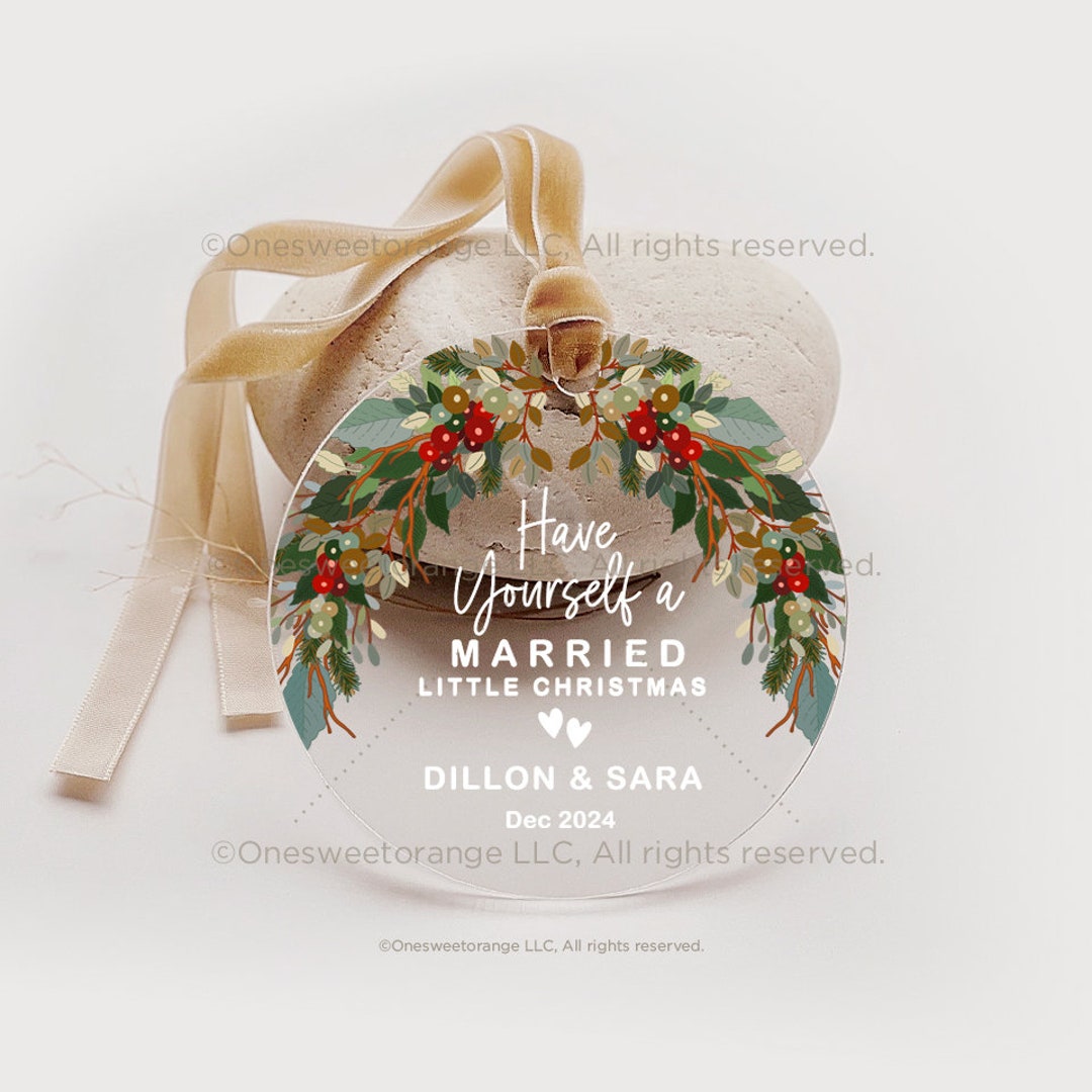 Acrylic Married Ornament First Christmas Married Ornament Gift Wedding Gift Personalized Couple ...