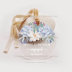 Acrylic Engaged Ornament Engagement Ornament Gift Engagement Party Gift Personalized Engagement Gift Custom Engagement Gift w Names No.70