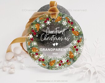 Our First Christmas As Grandparents Ornament Grandparent Gift Grandparents Christmas Ornament Personalized Grandma Grandpa Keepsake No.575