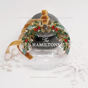 Adorno de Navidad para el primer matrimonio, regalo para recién casados, adorno de Navidad para el señor y la señora, adorno de boda personalizado para el señor y la señora, recuerdo de boda n.º 561