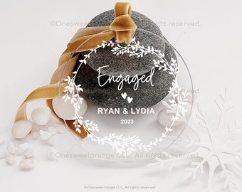 Acrylic Engaged Ornament Engagement Ornament Gift Engagement Party Gift Personalized Engagement Gift Custom Engagement Gift with Names No.24