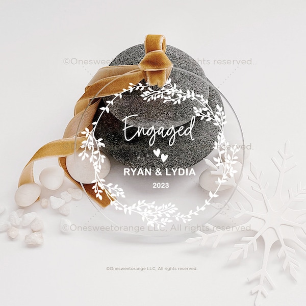 Acrylic Engaged Ornament Engagement Ornament Gift Engagement Party Gift Personalized Engagement Gift Custom Engagement Gift with Names No.24