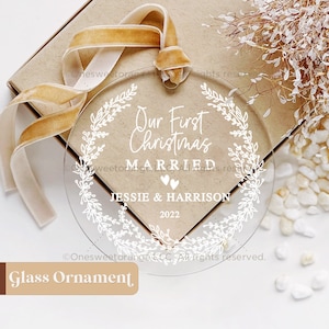 Glass Ornament Gift Newlywed Gift Mr Mrs Christmas Ornament