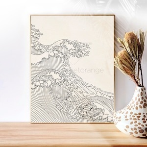 Japanese Wave Print Line Art Line Art Poster Waves Line Drawing Print Line Art Modern Art Minimal Print Waves Art Print Modern Wall Art B397
