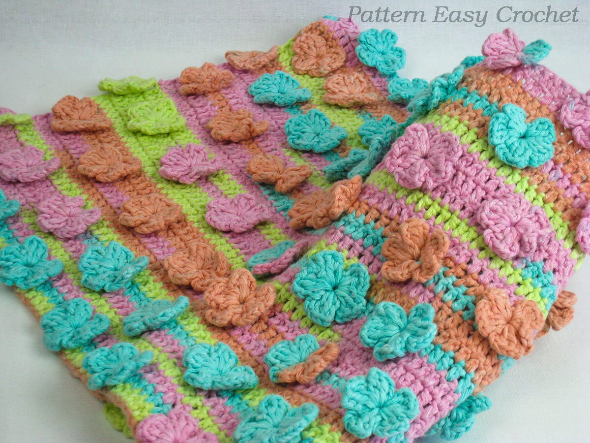 Flowering Meadow Baby Blanket Floral Crochet Pattern Etsy