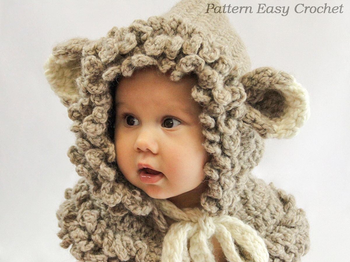 Crochet Pattern Cowl the Bear Hood in 4 Sizes From Toddler Etsy