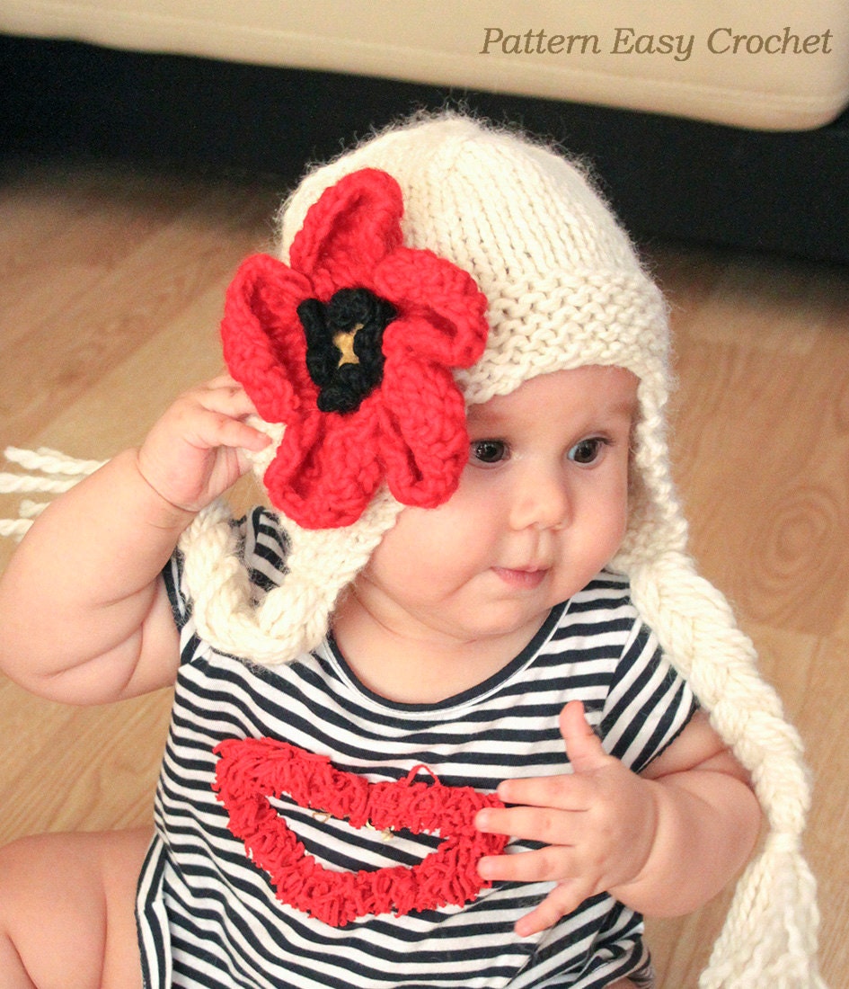 Knitting Pattern Hat With Flower in 6 Sizes From Newborn to Etsy