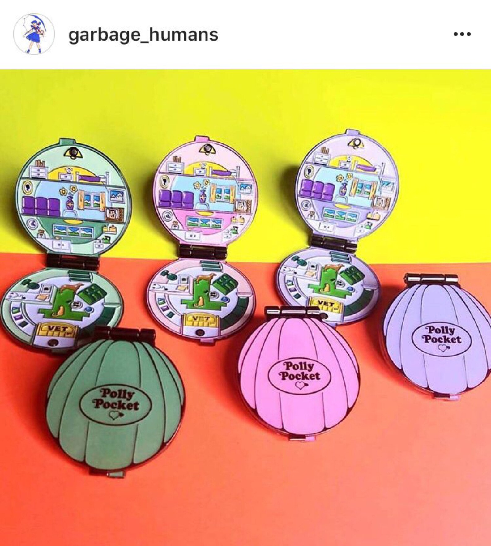 Enamel Polly Pocket Opening Compact Necklace Etsy