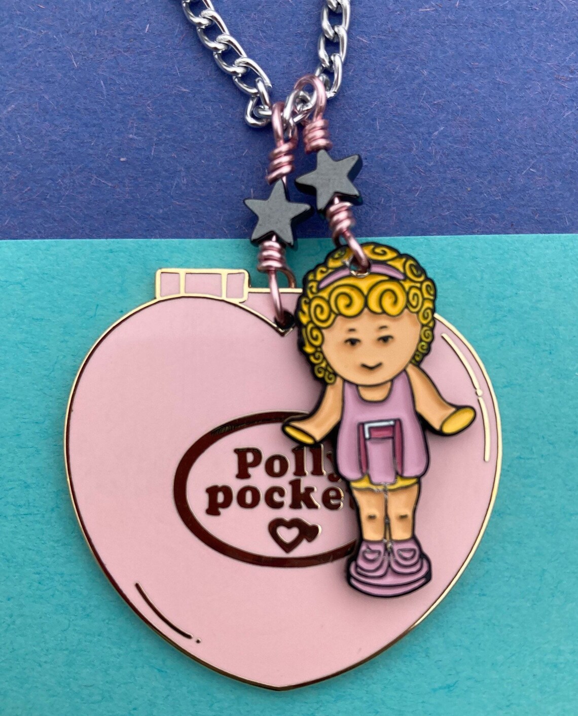 Enamel Polly Pocket Heart Compact Necklace Etsy