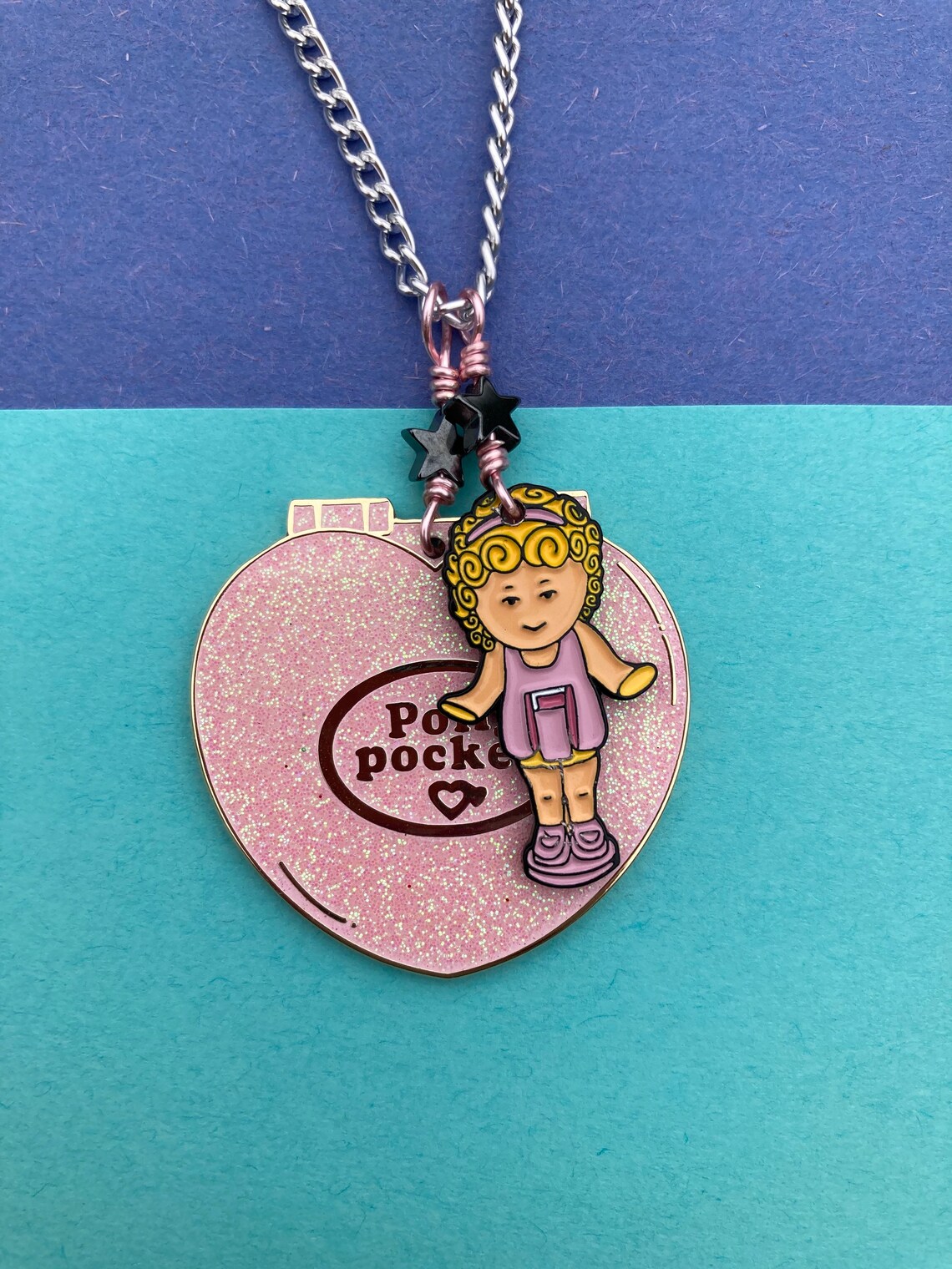 Enamel Polly Pocket Heart Compact Necklace Etsy