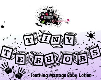 Tiny Terrors Soothing Massage Baby Lotion (Gentle Hand, Face, & Skin Cream/Body Lotion/Sensitive Skin/Baby Shower Gift/Goth/Alternative Mom)