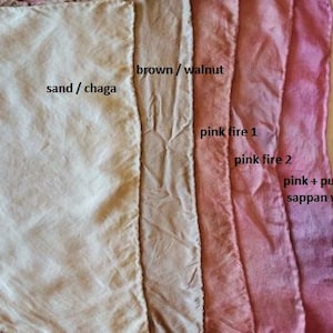 Botanically Dyed Silk Satin Scarves, 17&quot; x 17&quot;, 100% Silk Scarves Dyed with Plants and Fungi