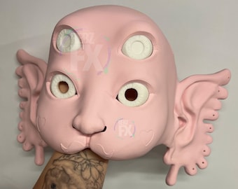 Nymph Portals Wearable Mask - Pink with white eyes - Unpainted/Unsanded