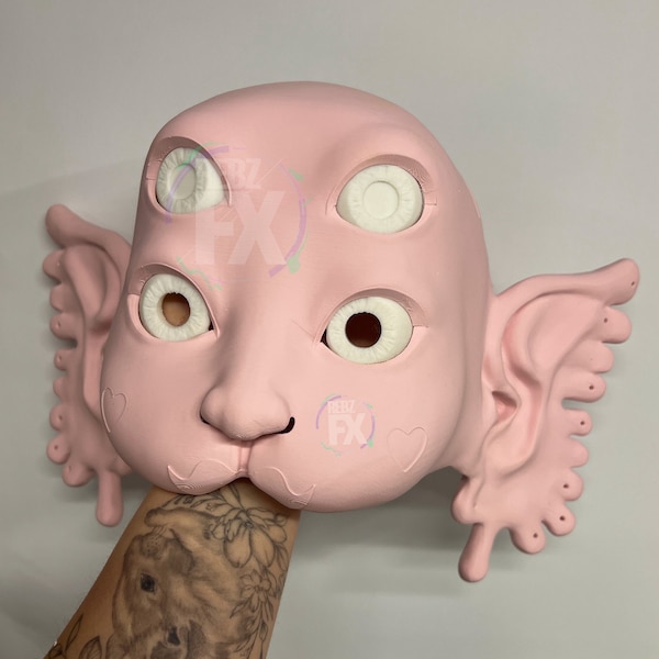 Nymph Portals Wearable Mask - Pink with white eyes - Unpainted/Unsanded