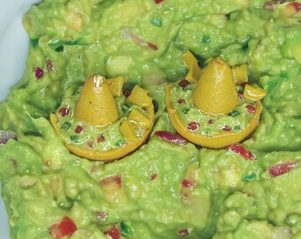 Guac Hat II Taco guacamole chip green avocado tomato realistic food jewelry