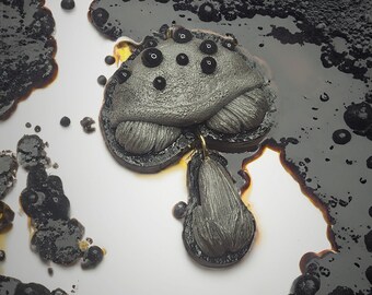 Poison Mushroom II Black goo poisonous grey chalk mushroom jewelry