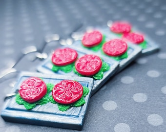 Two Salaads II SpongeBob inspired krabby patty salads, realistic lettuce tomato food jewelry