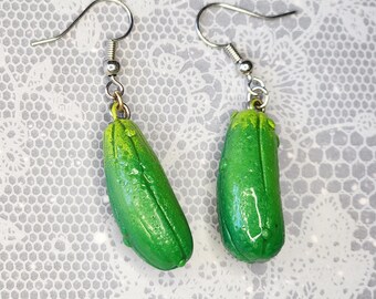 Sour Pickles II Green Pickle Realistic Food Earring