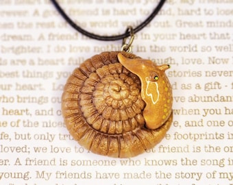 Golden Snail II Golden Brown Snail Animal Jewelry Brown Bug Shell Necklace