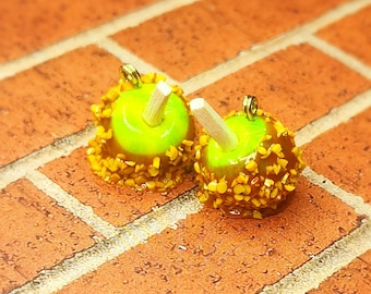 Green Caramel Apples II realistic candy caramel nut apple food jewelry