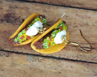 Hardshell Tacos II Beef Lettuce Tomato Cheese Sourcream realistic food miniature jewelry