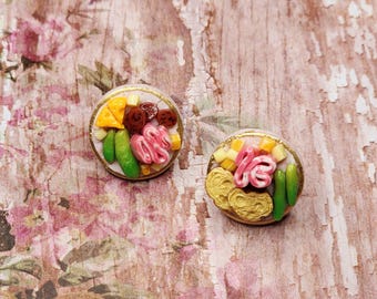 Mini charcuterie 1 || cheddar pickle bread sausage salami realistic food jewelry