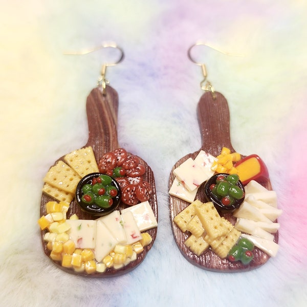 Olive you more || Olives pepperjack honey crackers Swiss gold charcuterie realistic earrings