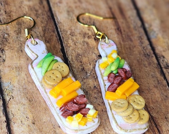 Medium Charcuterie 3 || cheddar pickle bread sausage realistic food jewelry