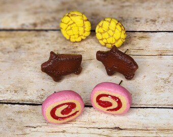 Mexican Sweets || Realistic bread concha yellow pig handmade cookies food jewelry