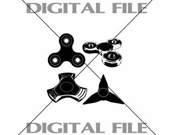 Four Hand Spinners Vector Images SVG Files Digital Cutting Files Ai - Eps - PNG - DXF - Svg