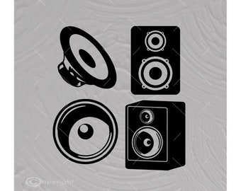 Four Speakers Vector Images Vinyl Decal T-shirt Digital Cutting Files ,Svg Files, Ai, Eps, Dxf