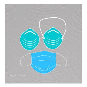 Three Medical Masks Digital File  Ai - Eps - PNG - DXF - Svg - A3