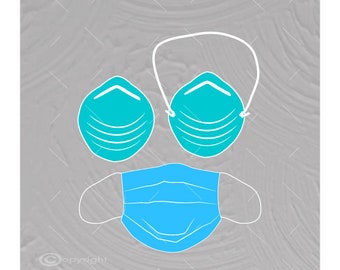 Three Medical Masks Digital File  Ai - Eps - PNG - DXF - Svg - A3