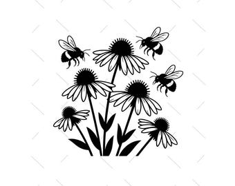 Frühling SVG: Hummel Sonnenhut Vektor Schnitt Datei (Digitaler Download)
