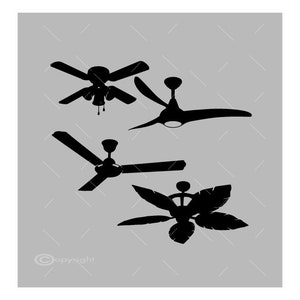 Four Ceiling Fans Vector Images Vinyl Decal T-shirt Digital Cutting Files ,Svg Files, Ai, Eps, Dxf