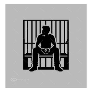 Man In Jail SVG: Behind Bars Vector Graphic (Digital Download)