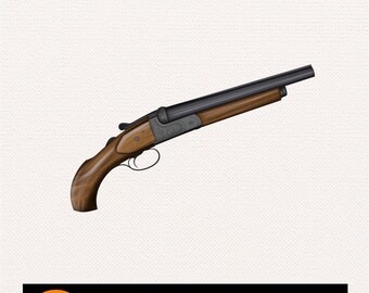 Sawed Off Shotgun PNG: Double Barrel Gun Clipart (Digital Download)